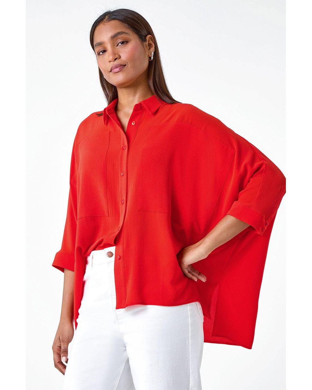 Roman Red Relaxed Smart Stretch Shirt