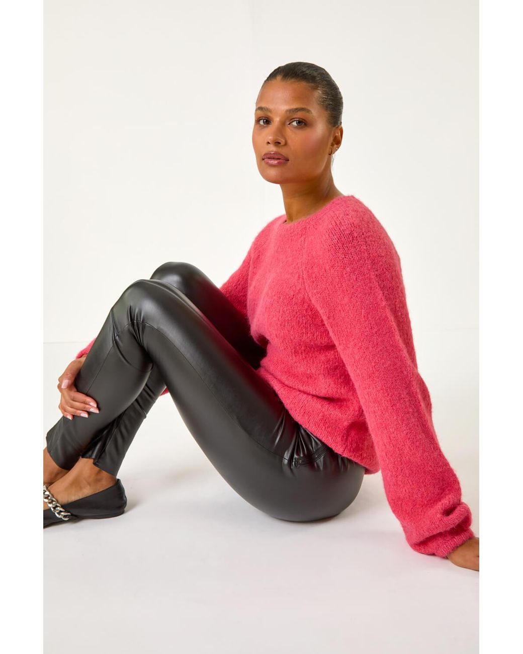 Roman Red Faux Leather Stretch Legging