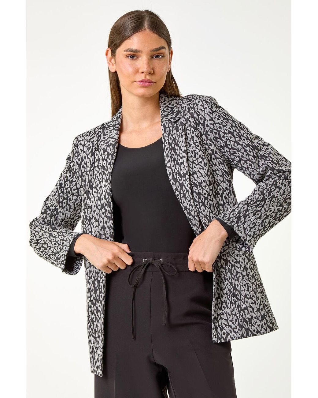 Roman Blue Animal Print Ponte Blazer