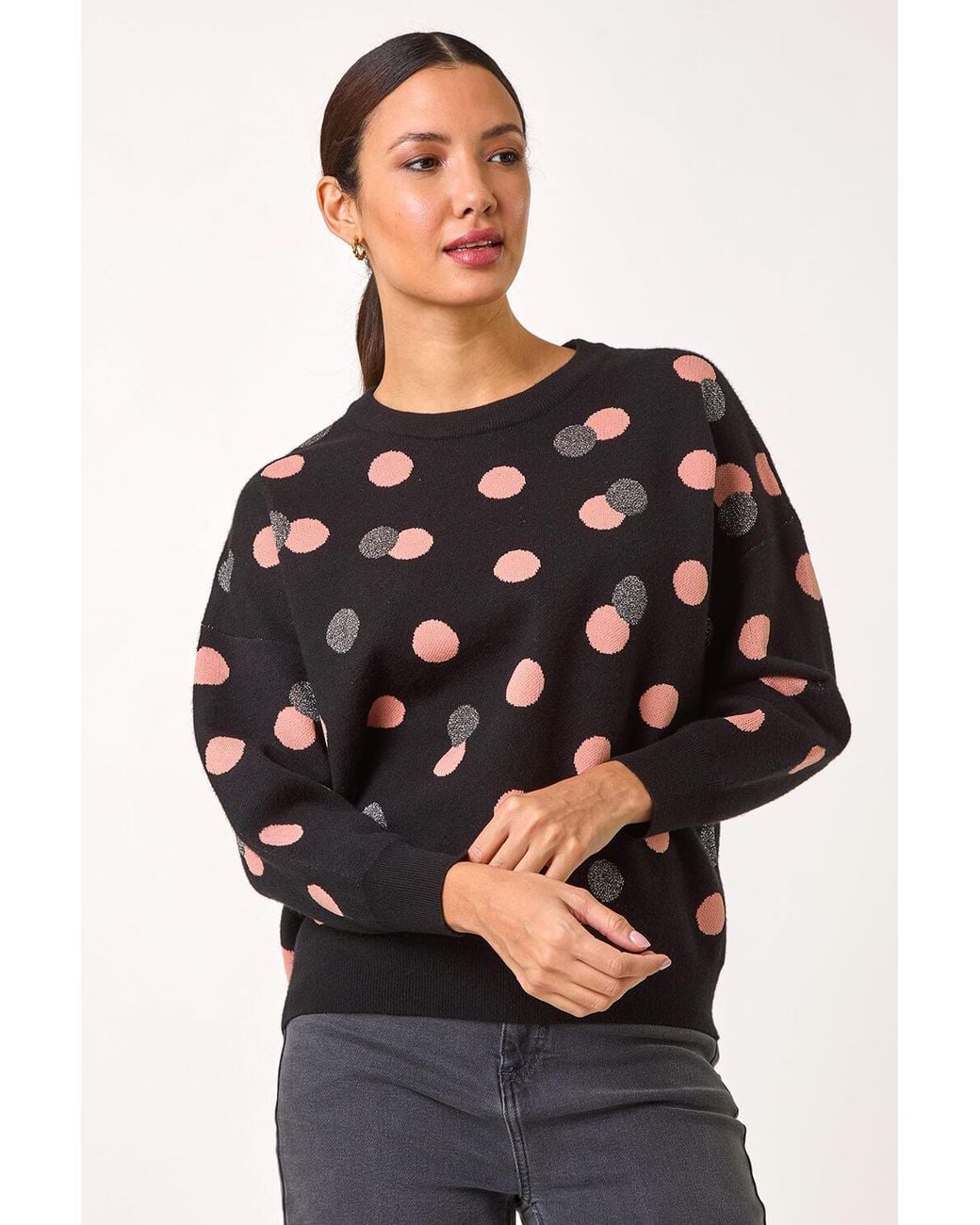 Roman Black Spot Print Knitted Jumper