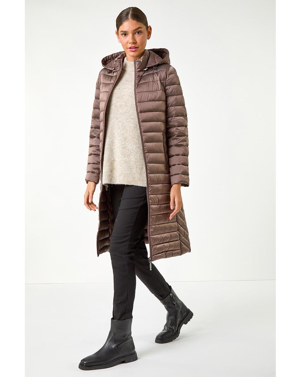 Roman Multicolor Longline Hooded Padded Coat