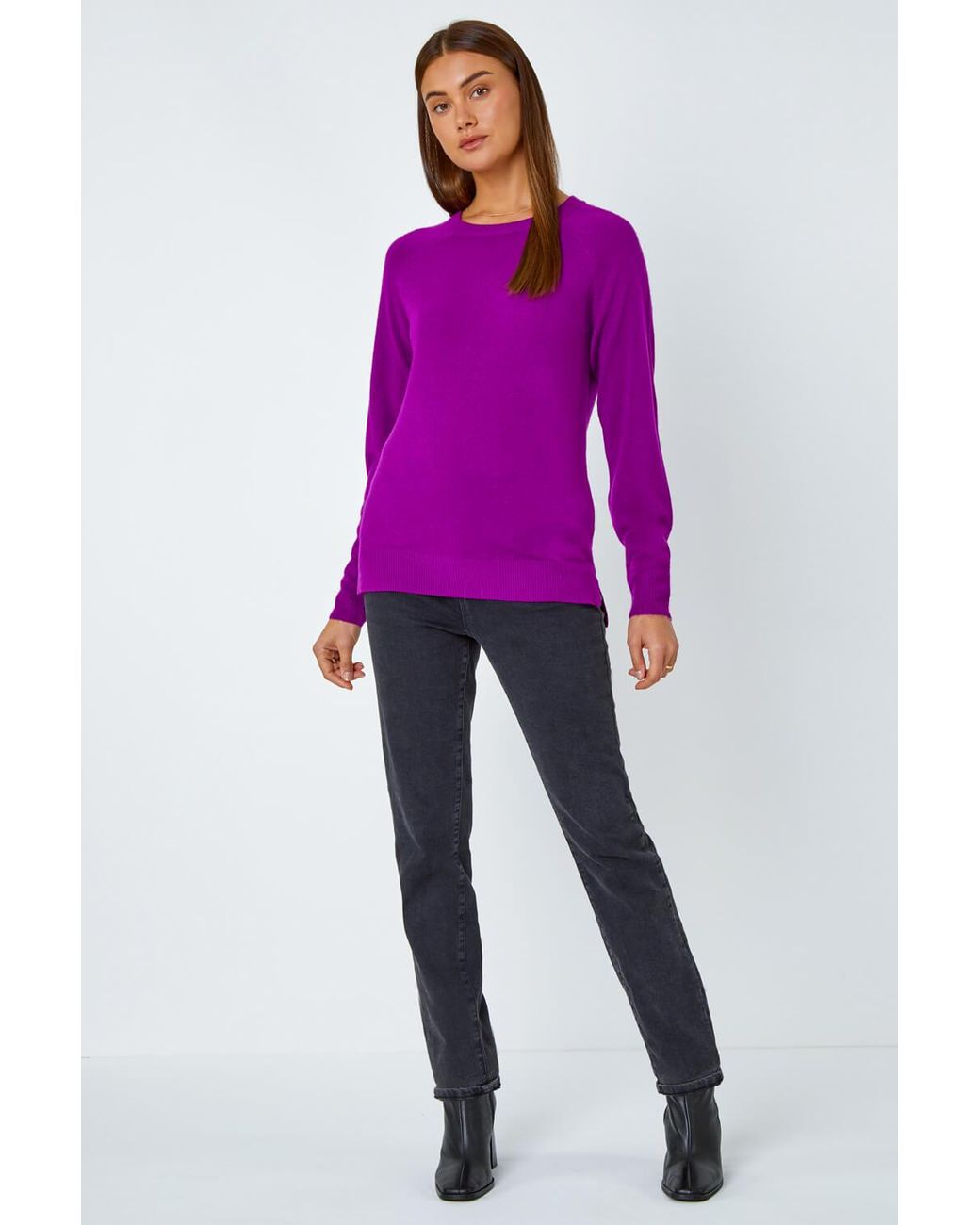Roman Purple Plain Soft Crew Neck Jumper