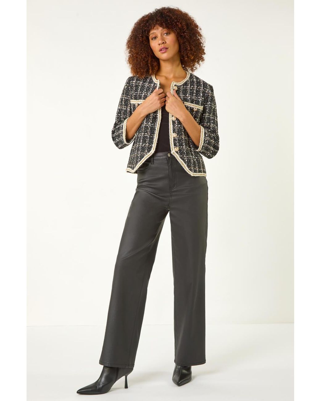 Roman Black Textured Check Pocket Jacket