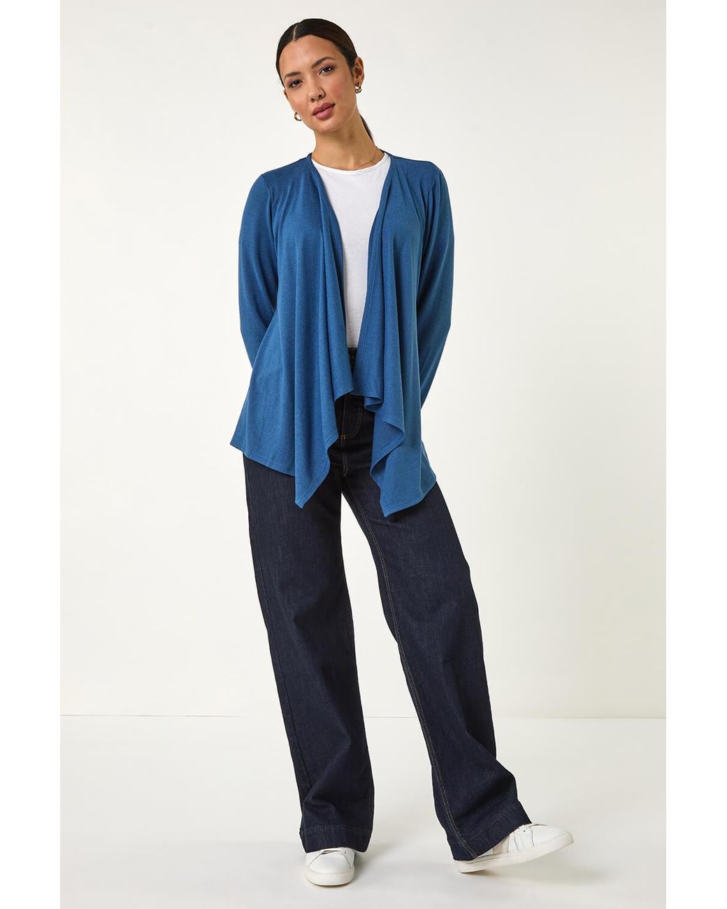 Roman Blue Waterfall Stretch Cardigan