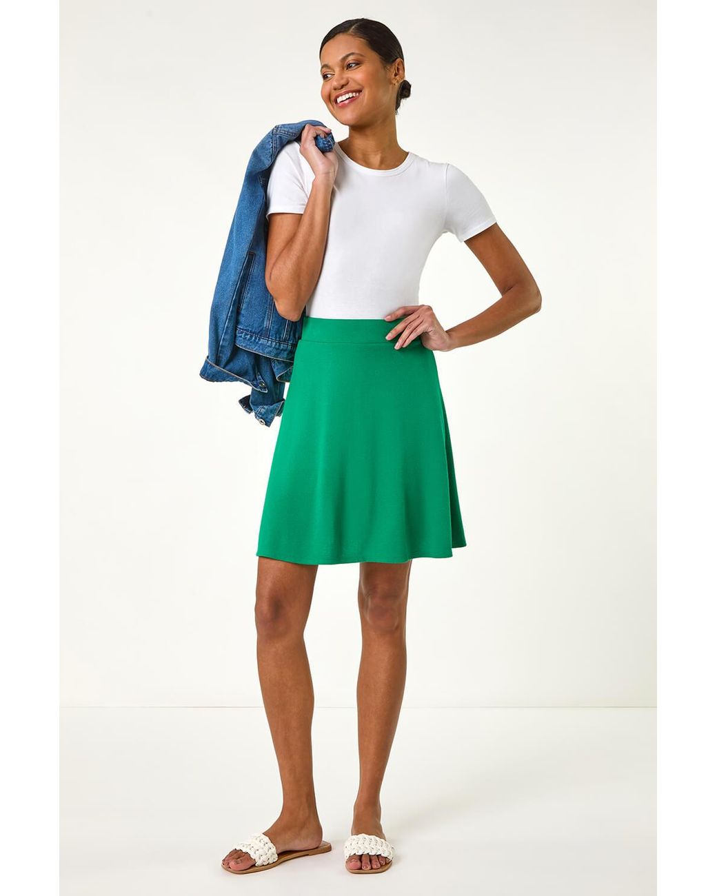 Roman Green Pull On Stretch Skater Skirt