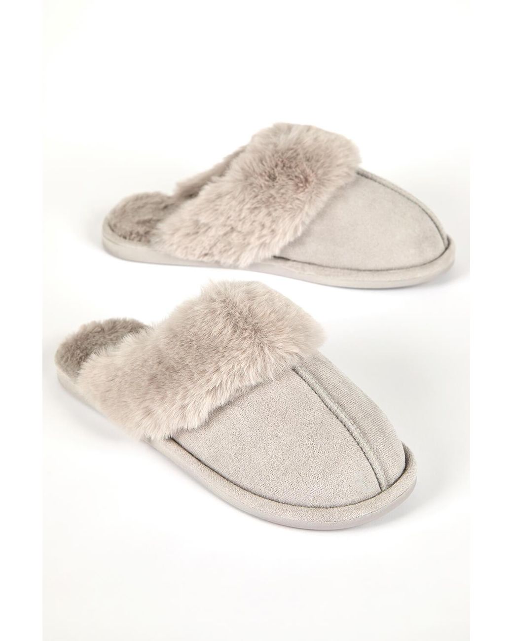Roman White Faux Fur Lined Mule Slipper
