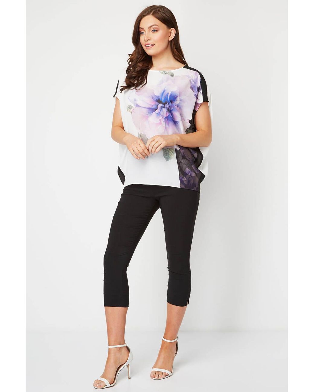 Roman Purple Floral Contrast Overlay Top