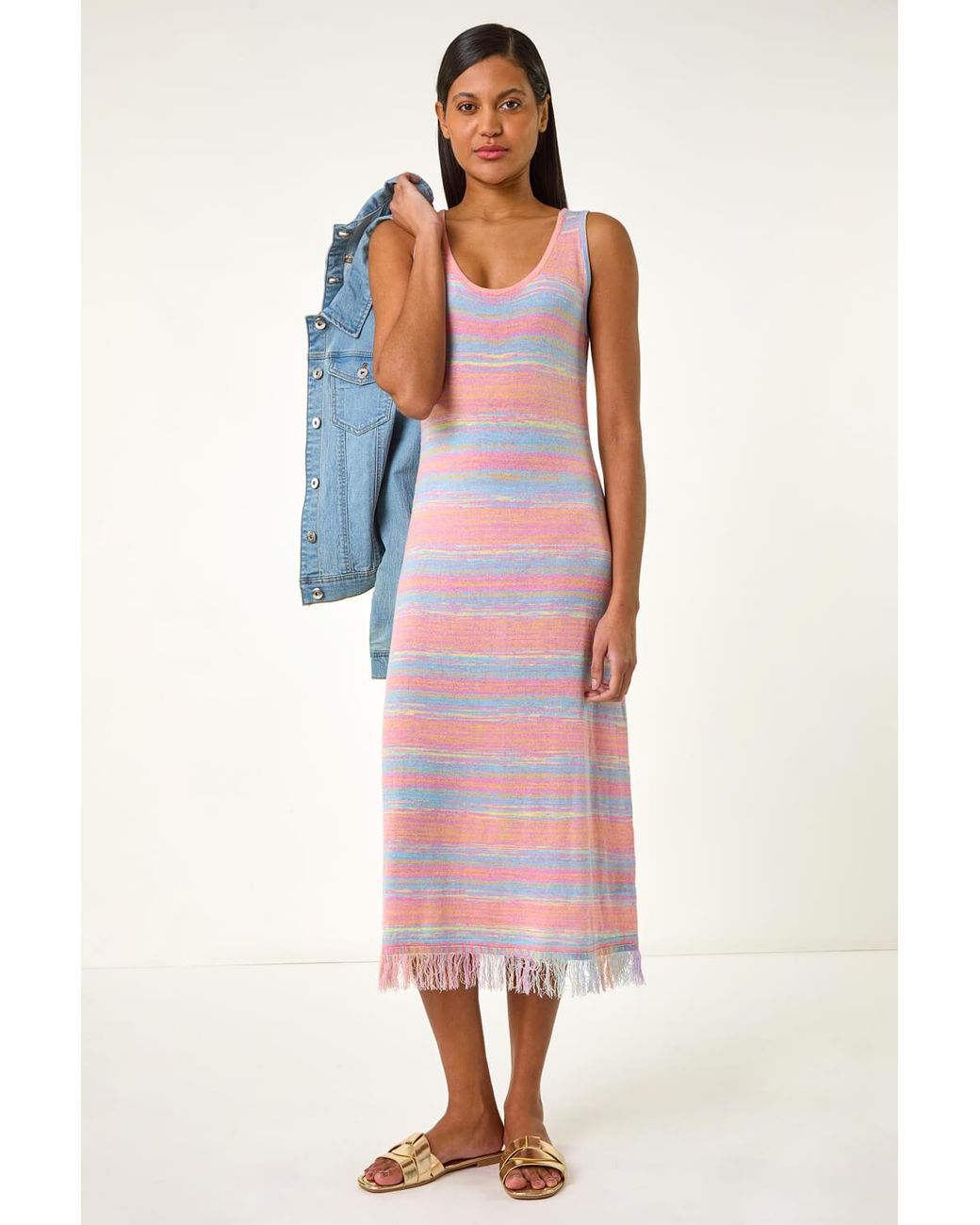 Roman White Space Dye Knitted Midi Dress