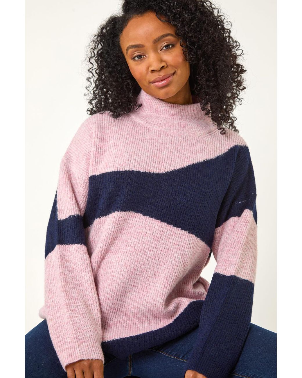 Roman Petite Blue Colour Block Knit Jumper