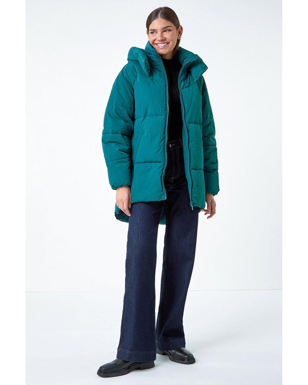 Roman Green Oversized Hooded Puffer Coat