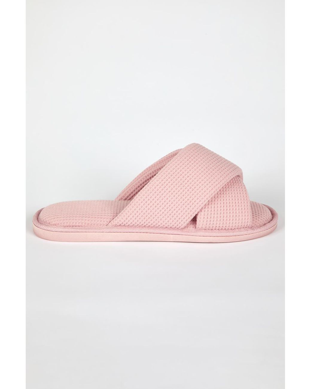 Roman Pink Waffle Cross Over Slipper