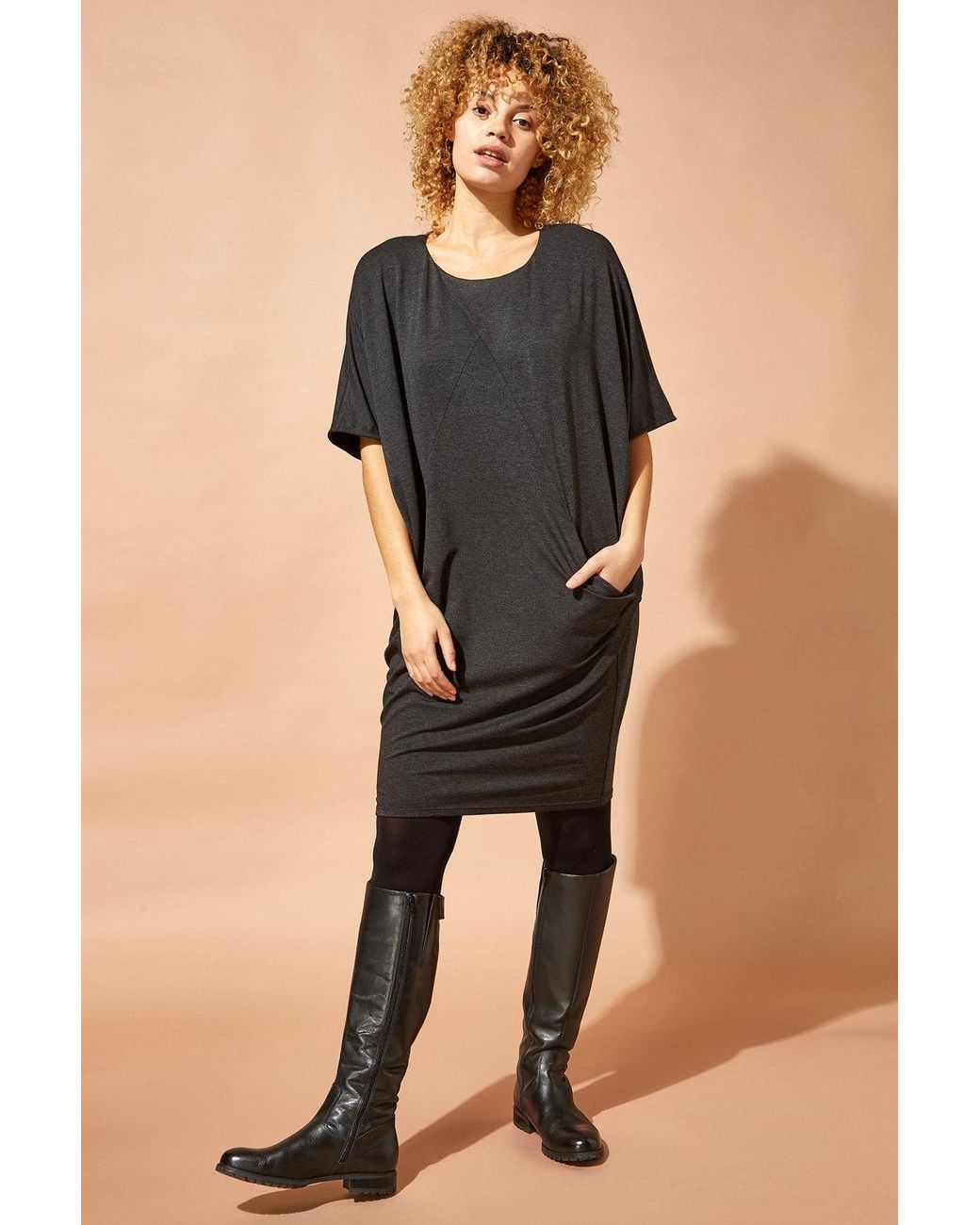 Roman Gray Oversized Cocoon Dress