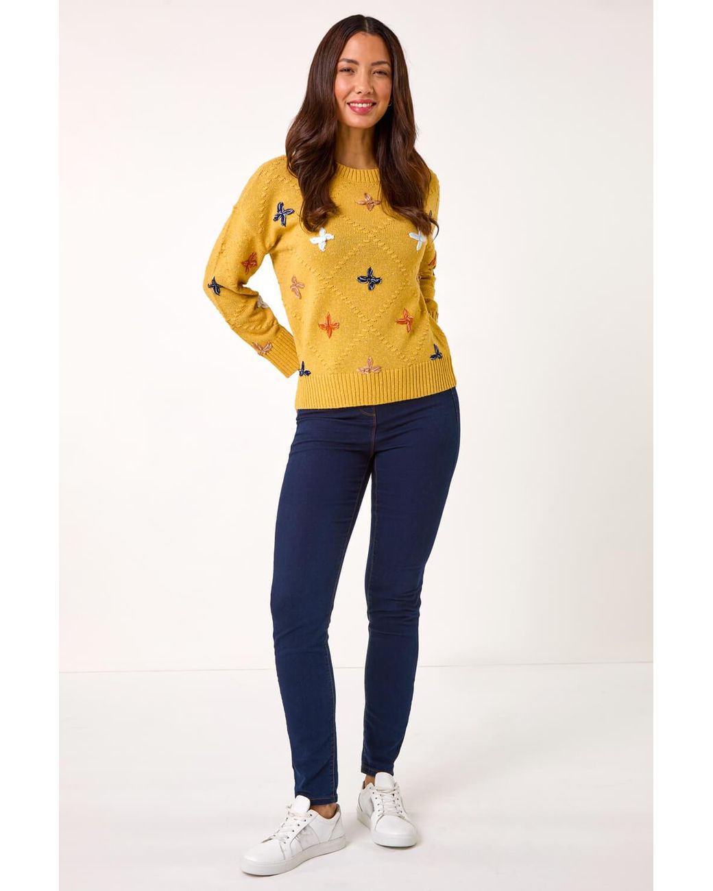 Roman Yellow Crafted Diamond Detail Jumper