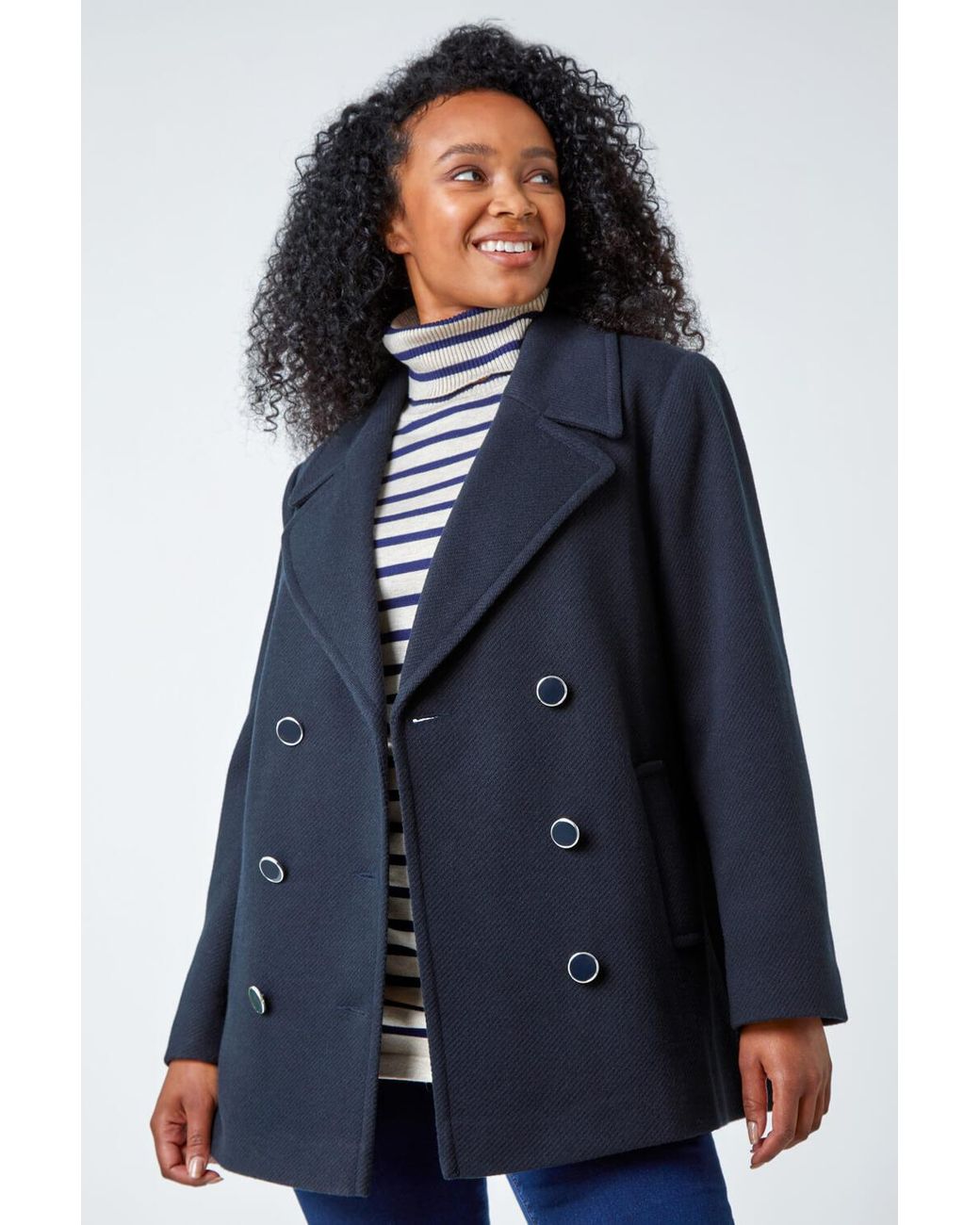 Roman Petite Blue Double Breasted Smart Coat