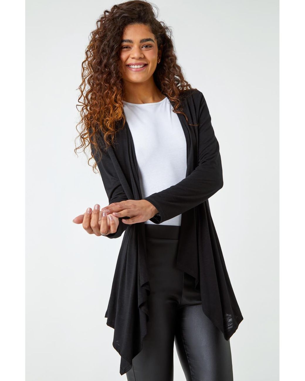 Roman Black Waterfall Front Jersey Cardigan