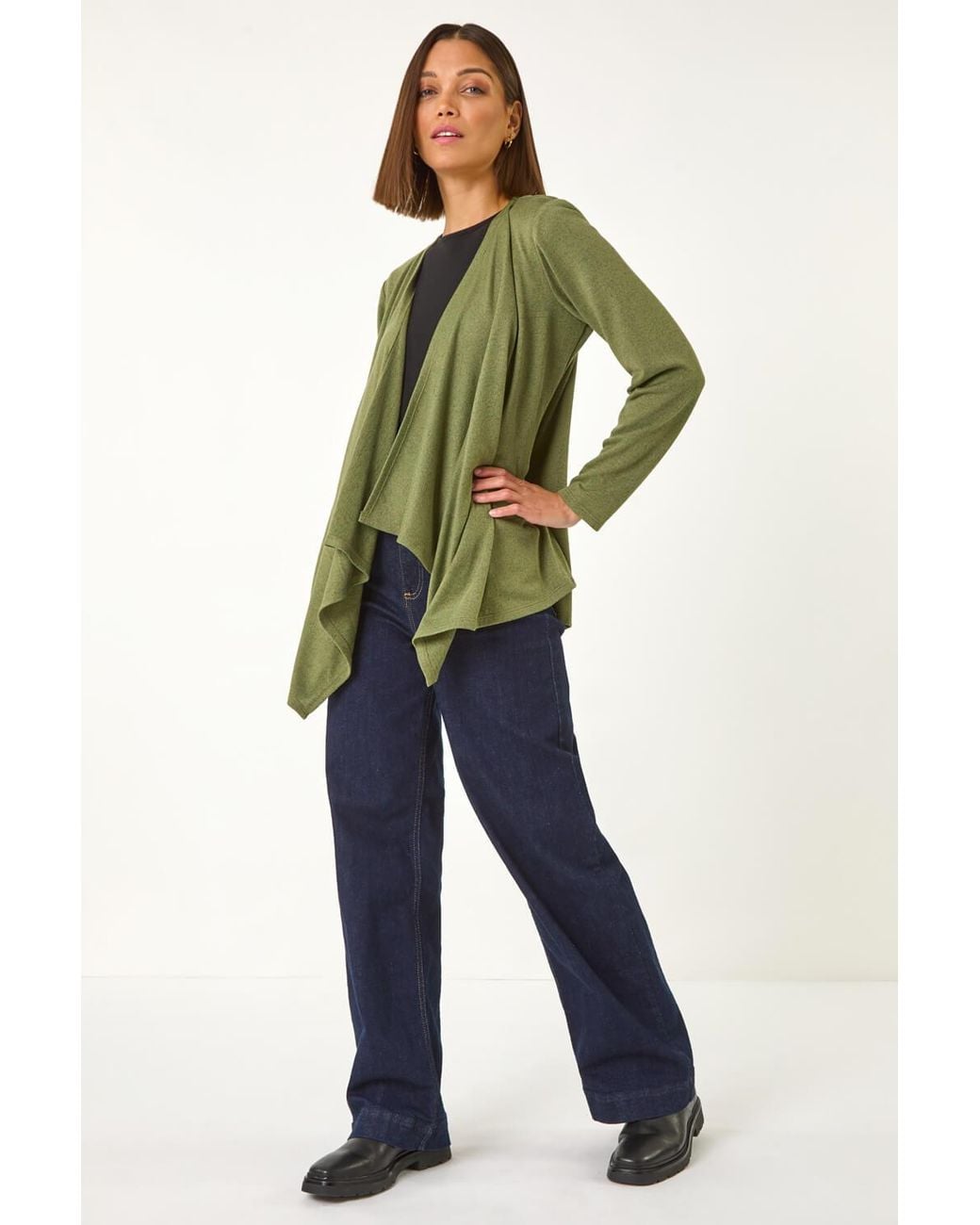 Roman Green Waterfall Stretch Cardigan