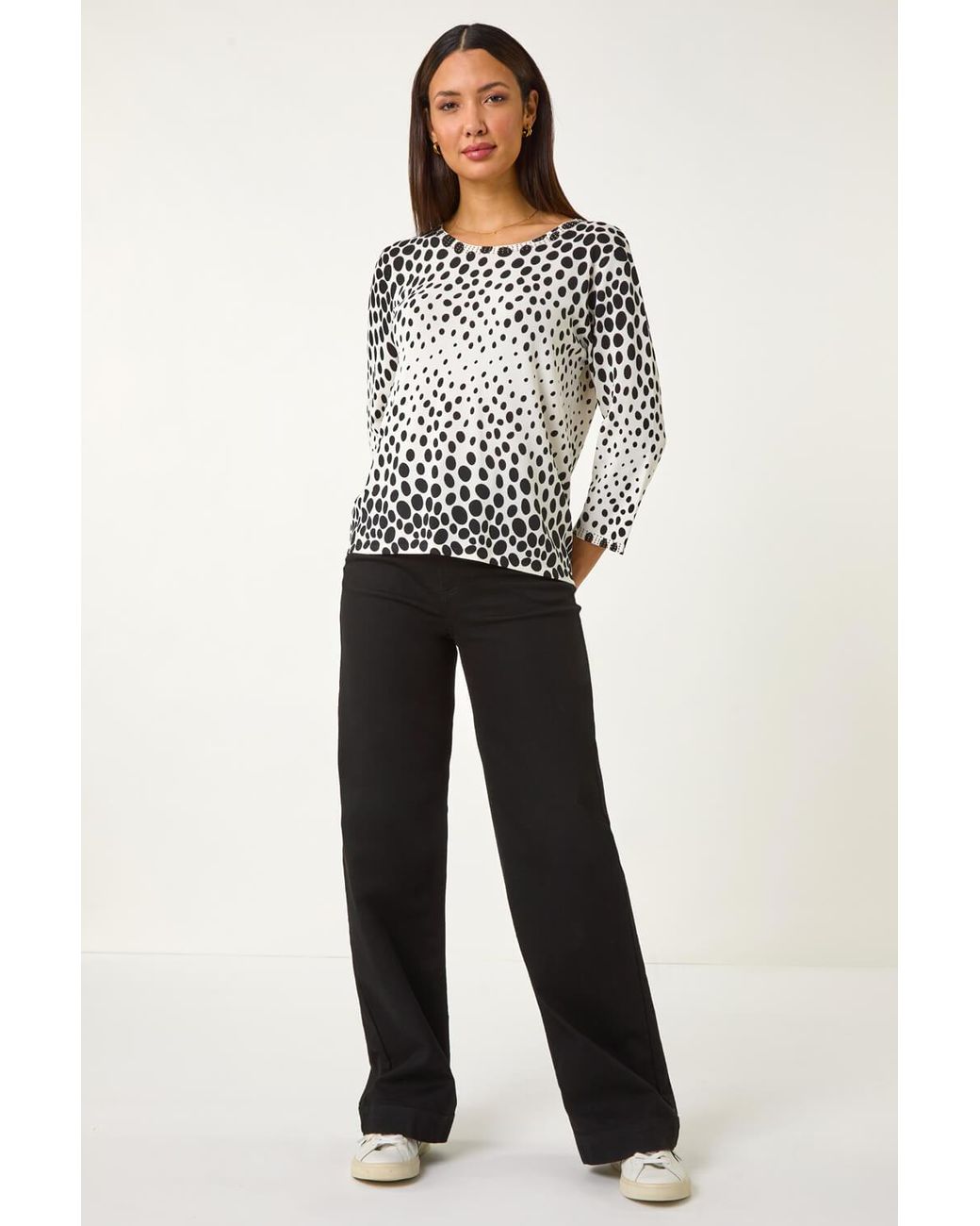 Roman Black Cascade Spot Print Knit Jumper