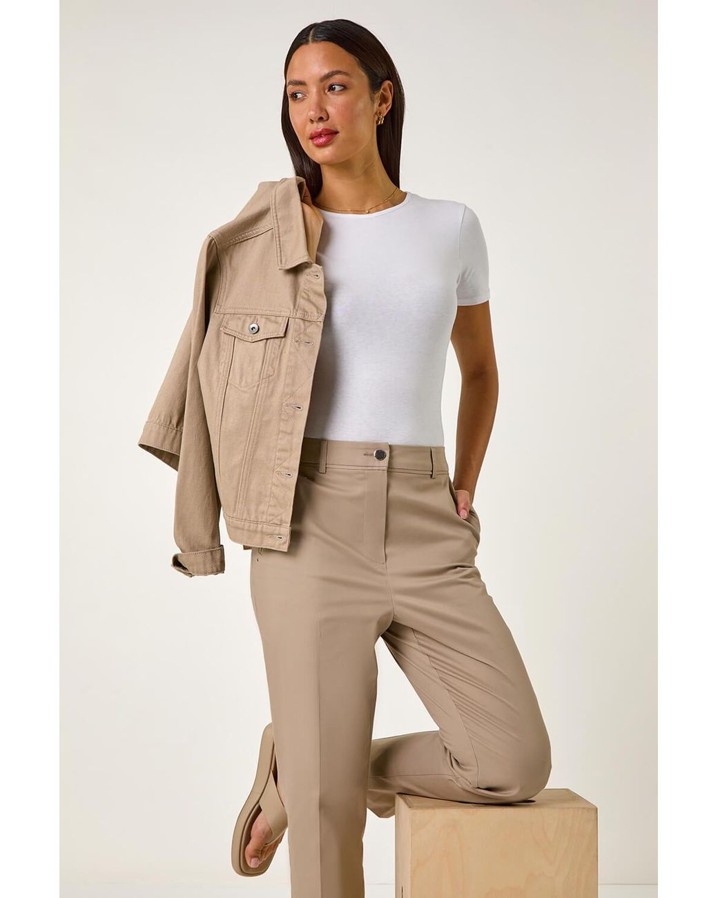 Roman Natural Cotton Full Length Stretch Trouser