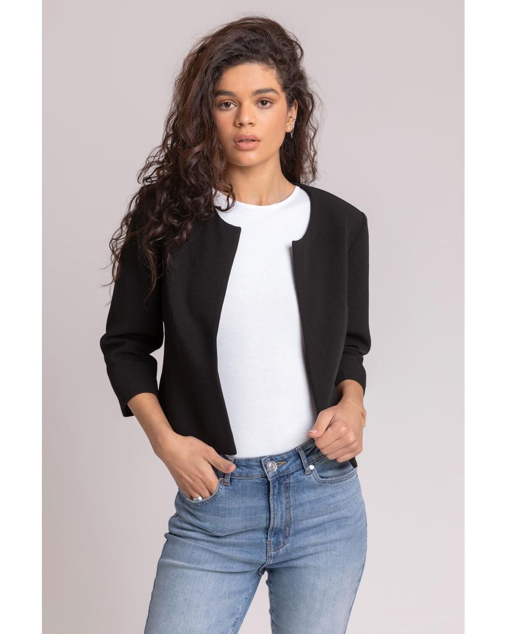 Roman Black Tailored Jacquard Jacket