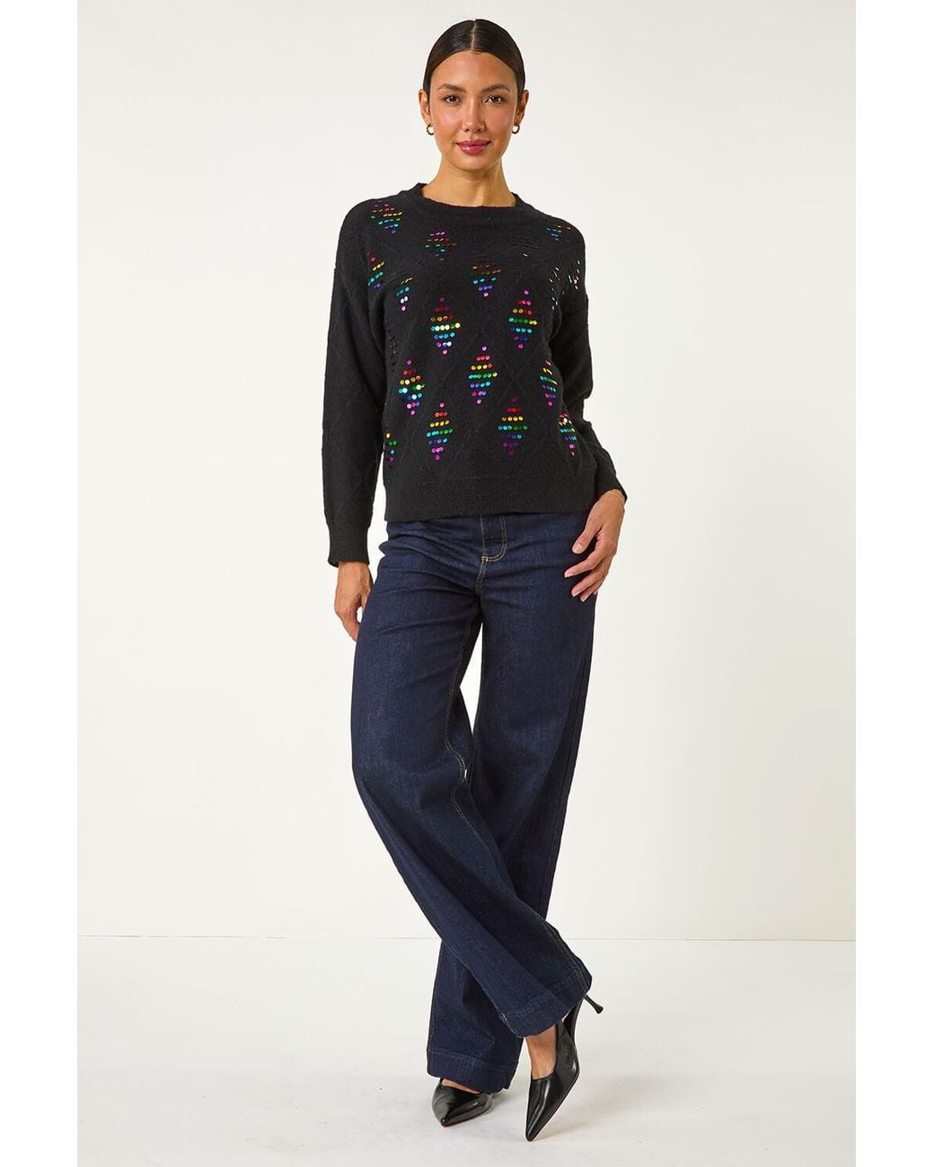 Roman Blue Diamond Sequin Knit Jumper
