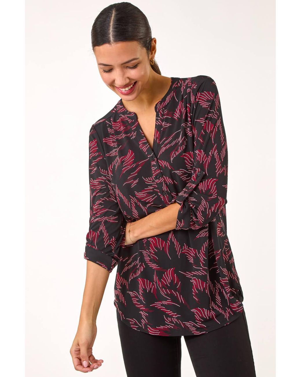 Roman Textured Abstract Print Top