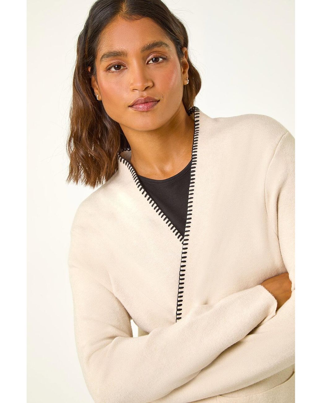 Roman Natural Longline Whipstitch Pocket Coverup