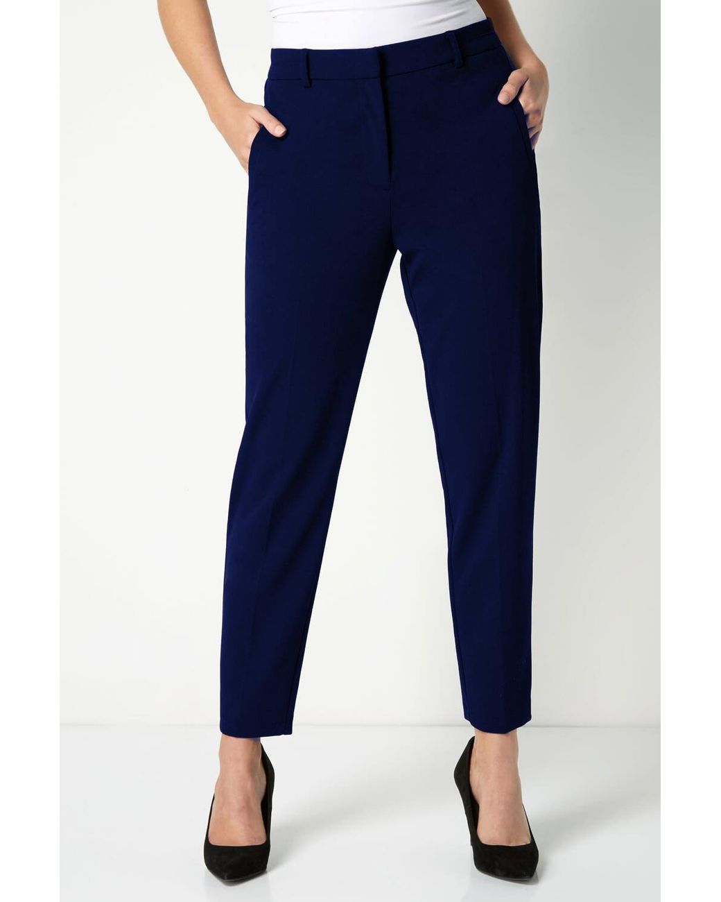 Roman Blue Long Straight Leg Stretch Trouser