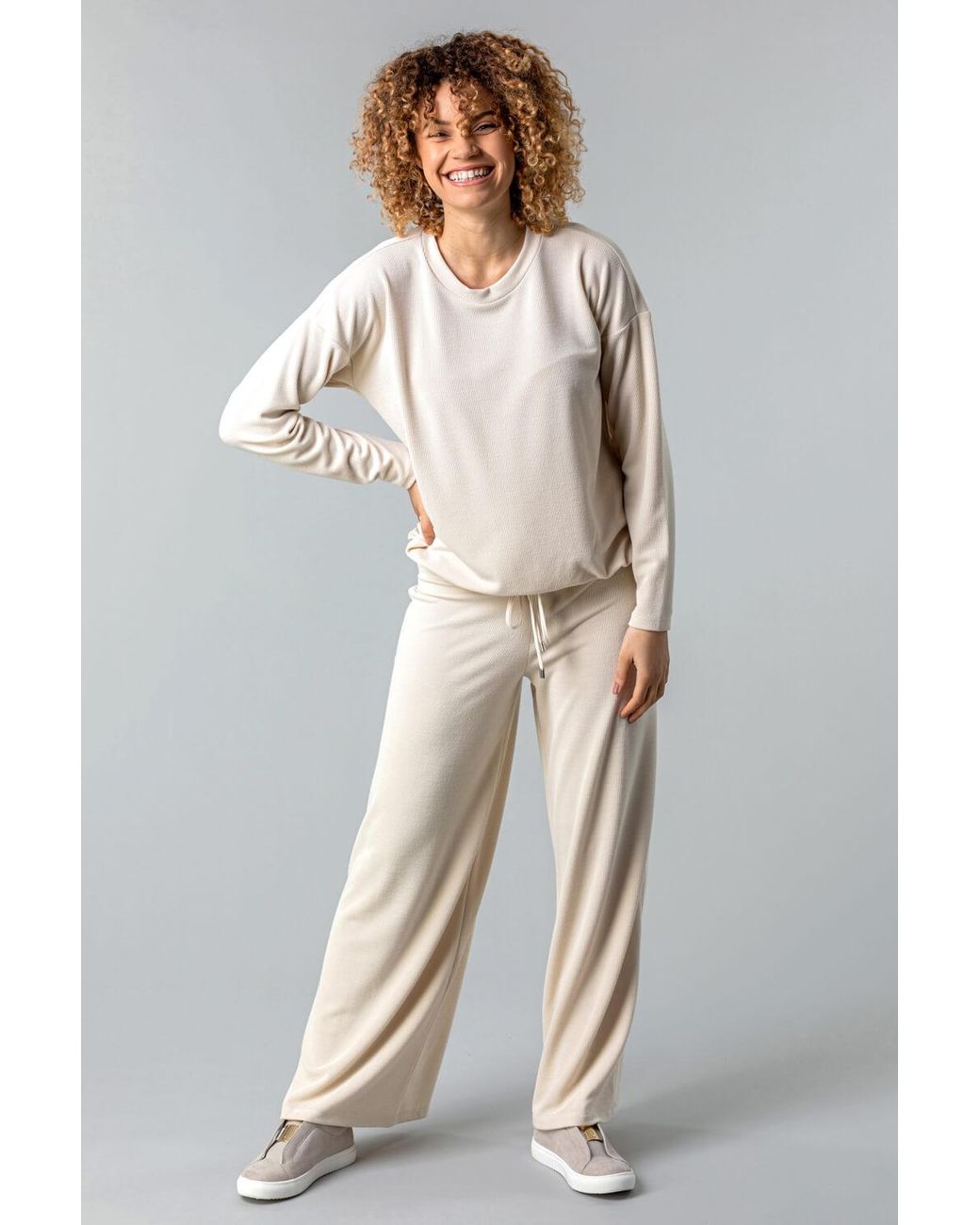 Roman Natural Soft Jersey Wide Leg Lounge Pants