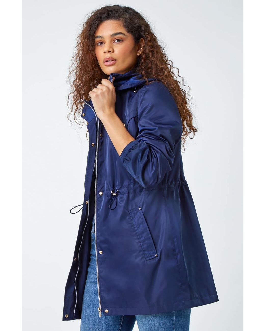 Roman Blue Shower Resistant Longline Jacket