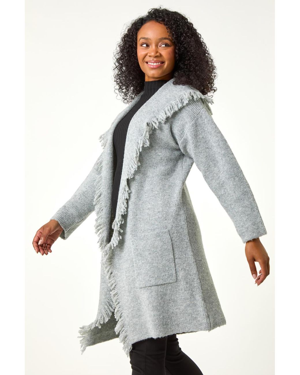 Roman Petite Gray Tassel Pocket Detail Cardigan