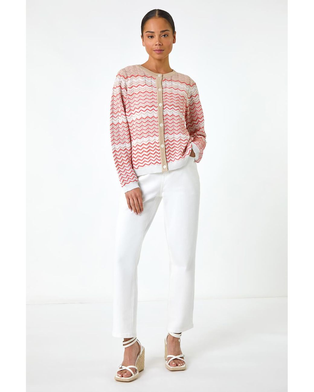 Roman Petite Pink Chevron Knitted Cardigan