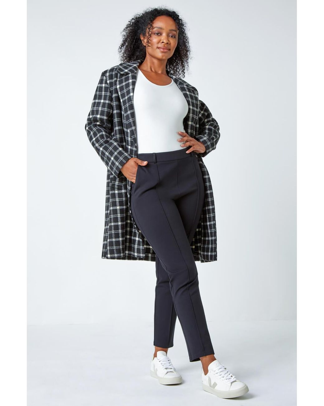 Roman Petite Black Slim Fit Stretch Trousers
