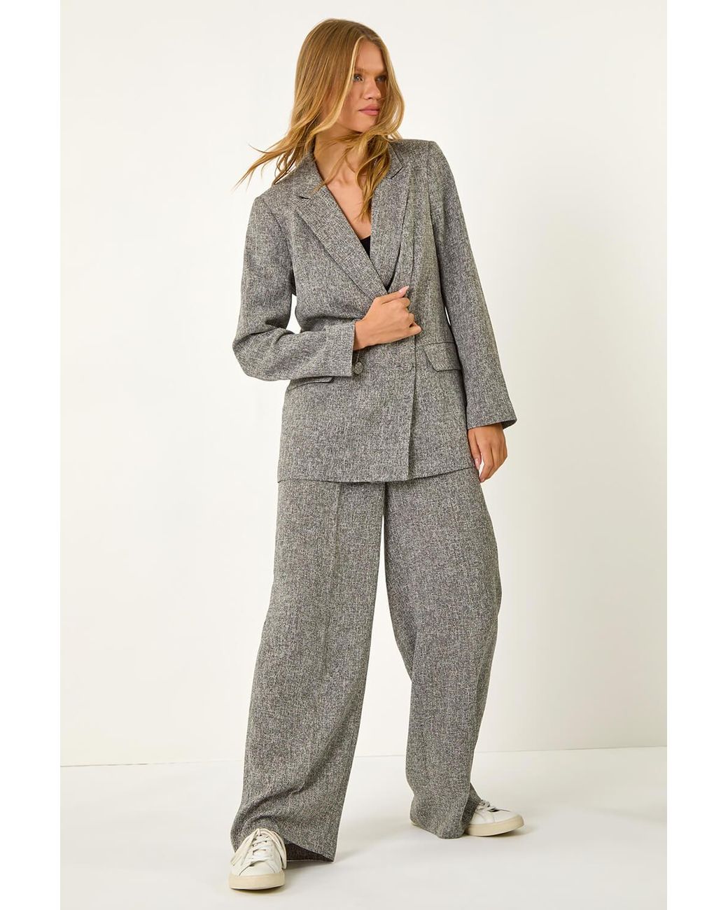 Roman Gray Double Breasted Tailored Blazer