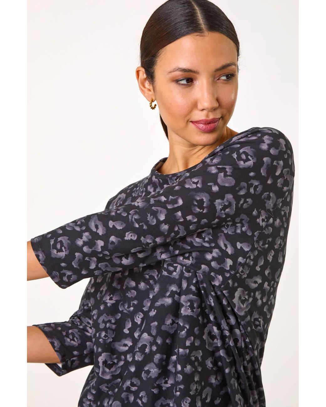 Roman Blue Animal Print Raglan Top