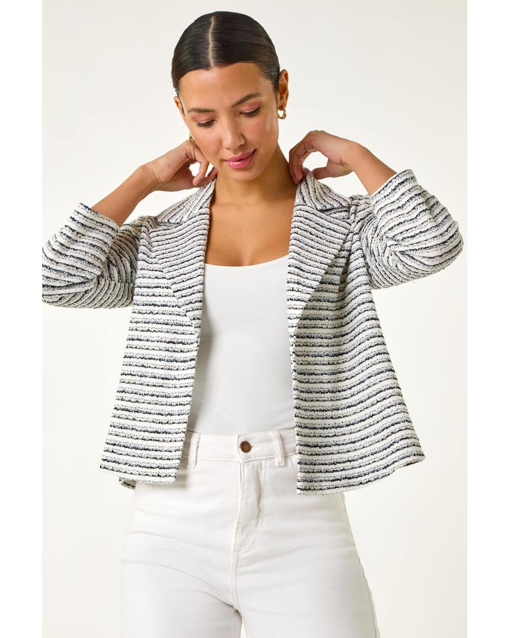 Roman Gray Textured Stripe Collar & Revere Blazer