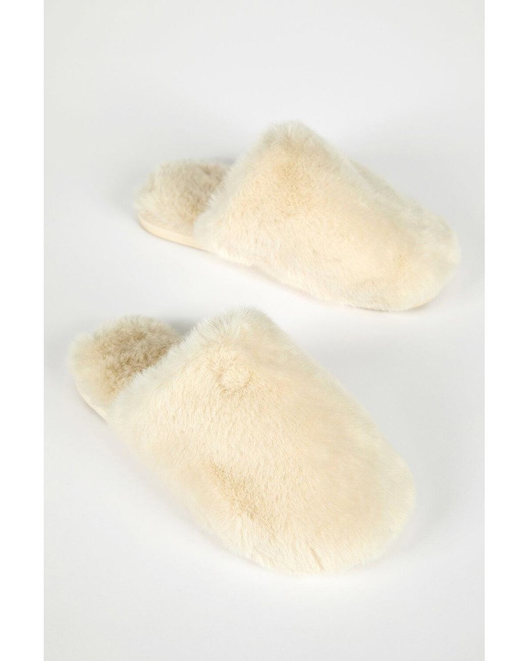 Roman Natural Faux Fur Mule Slipper