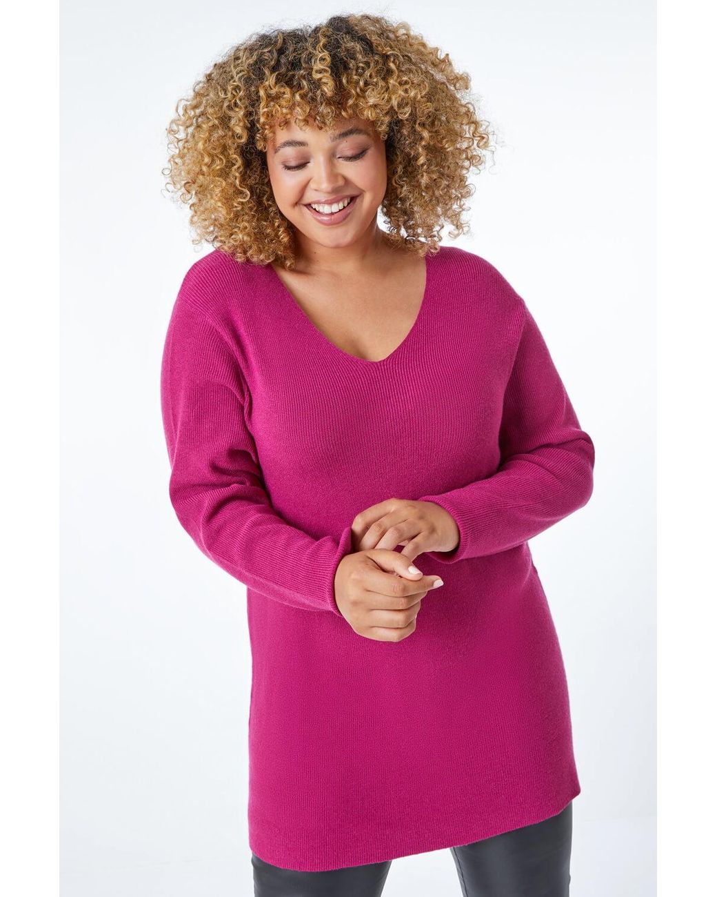 Roman Curve Pink Wide Sleeve Jumper