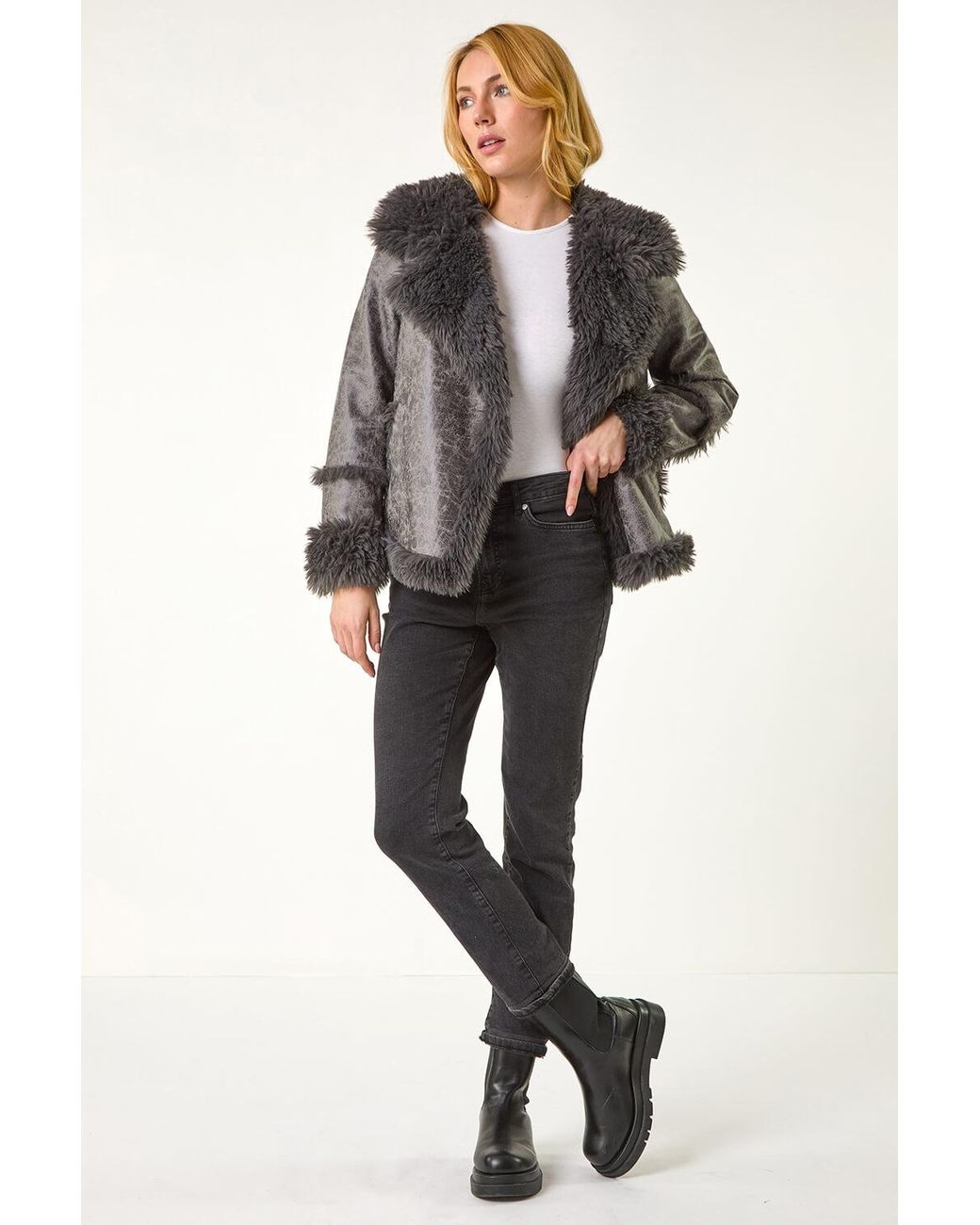 D.u.s.k Black Faux Fur Aviator Jacket
