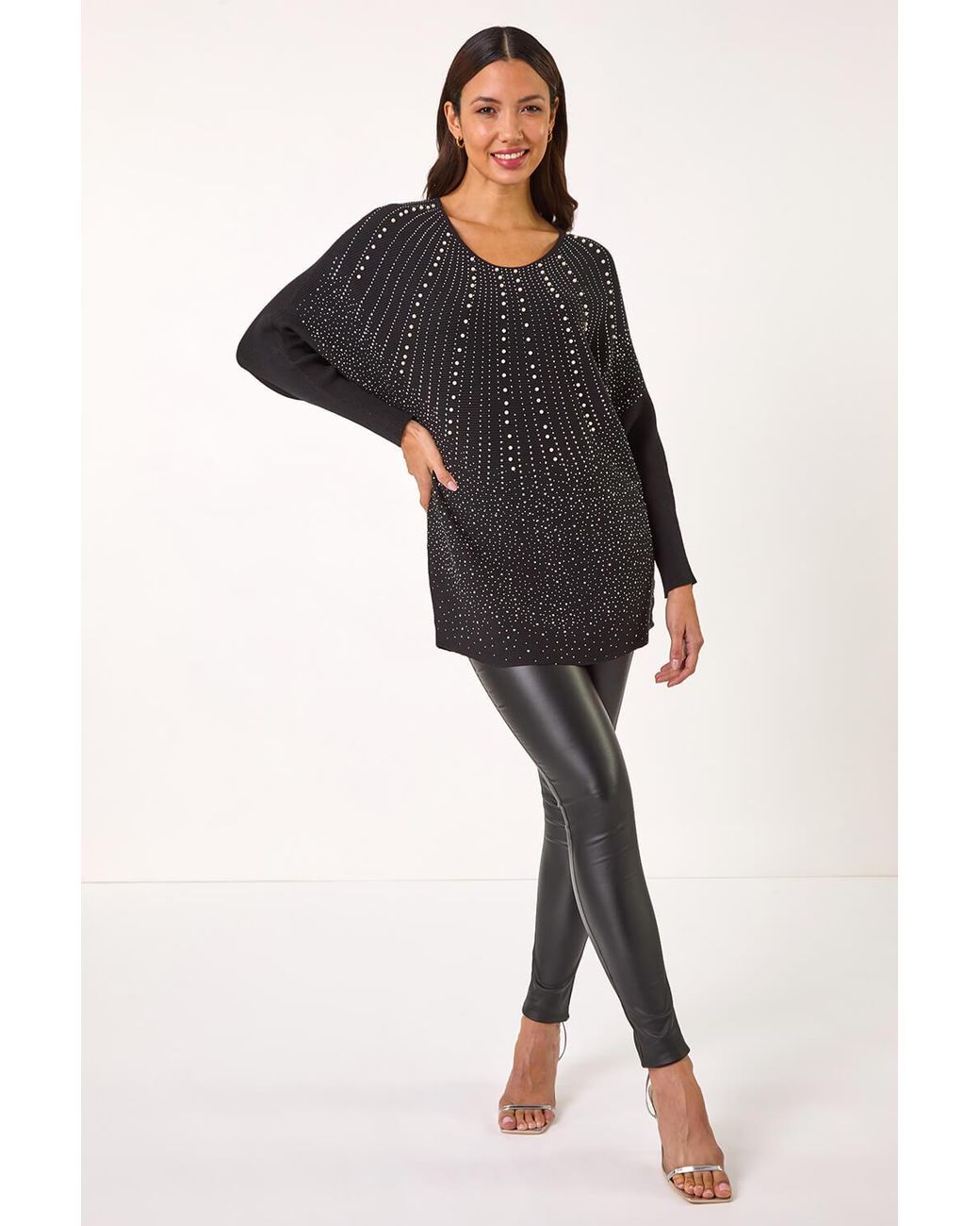 Roman Black Diamante Hotfix Sunray Top