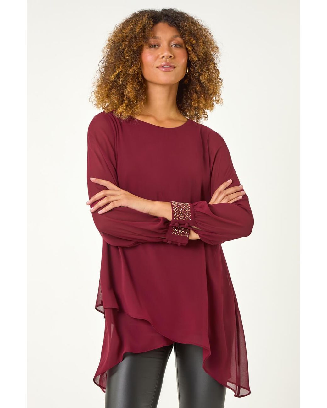Roman Embellished Detail Layered Top