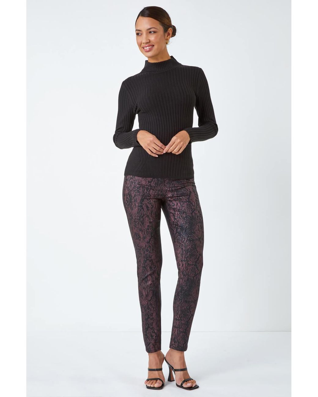 Roman Black Animal Print Stretch Jegging