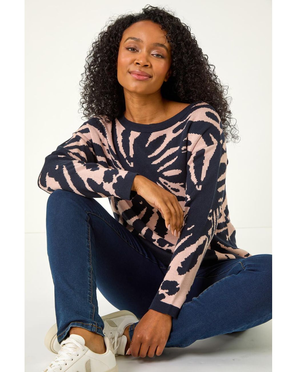 Roman Petite Blue Abstract Knit Jumper