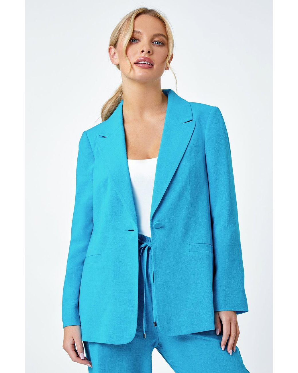 Roman Petite Blue Linen Blend Blazer