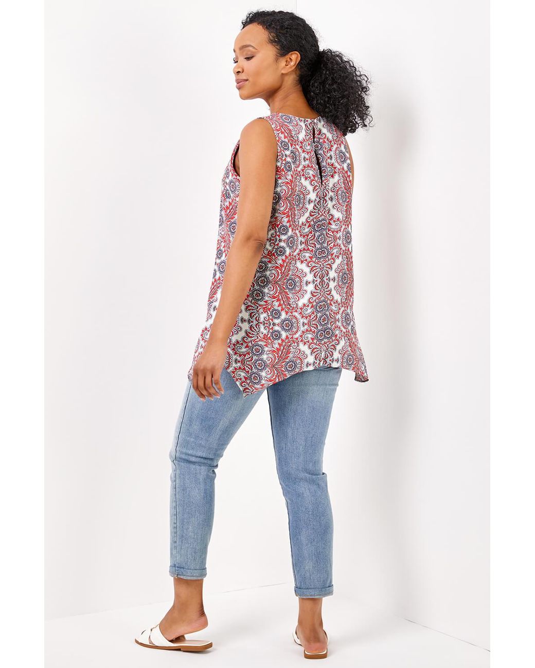 Roman Petite Multicolor Paisley Border Print Vest Top