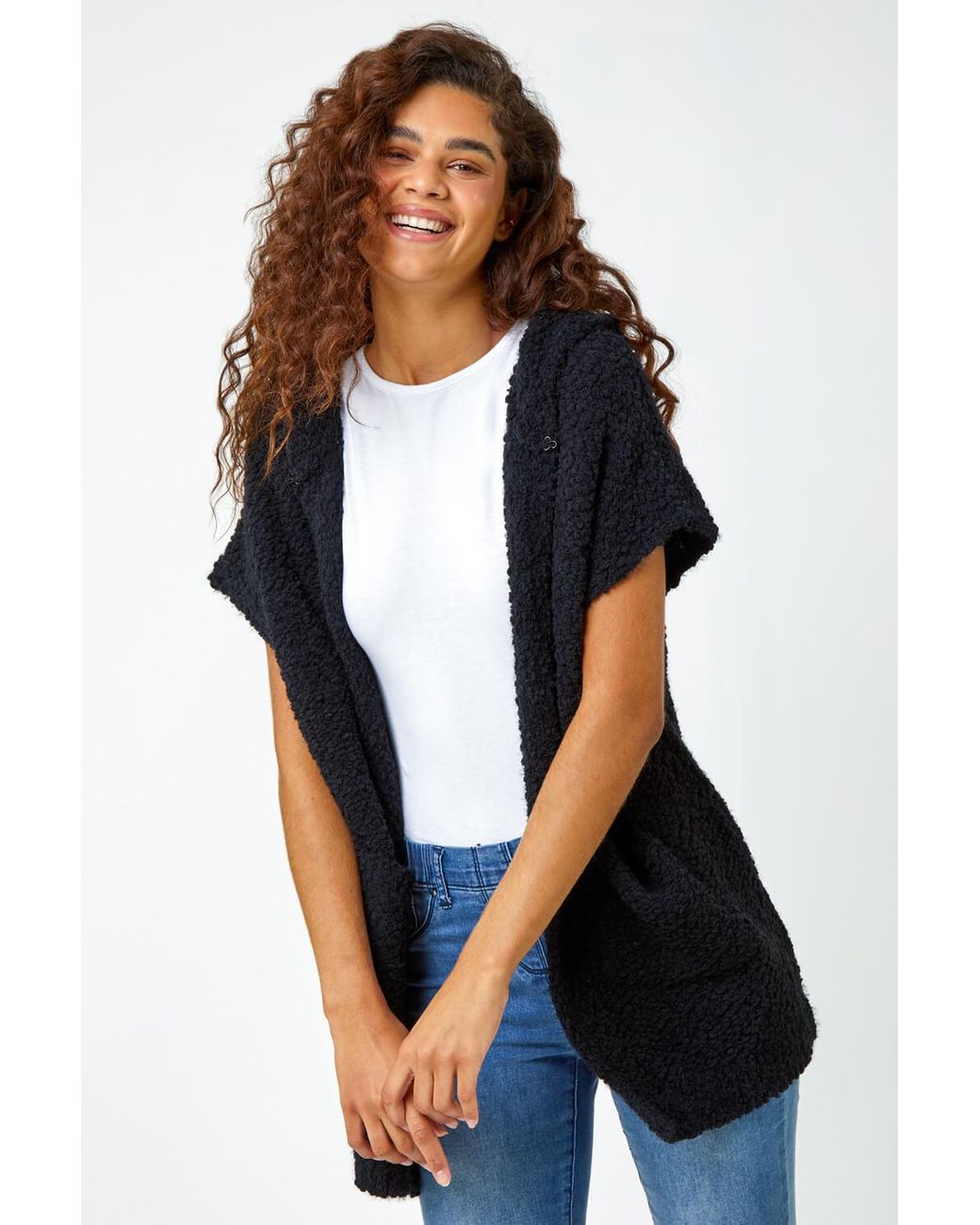 Roman Blue Hooded Teddy Longline Cardigan