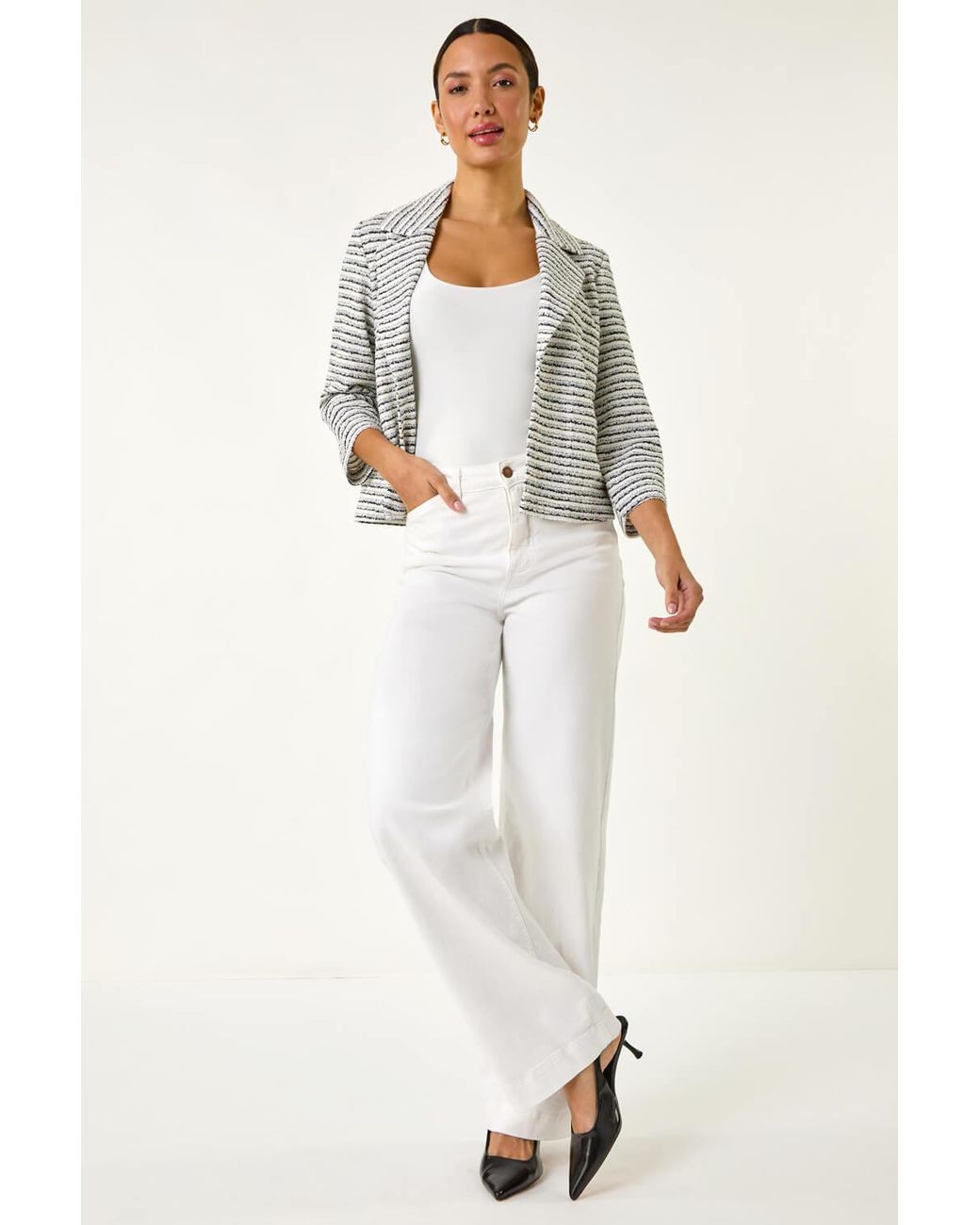 Roman Gray Textured Stripe Collar & Revere Blazer
