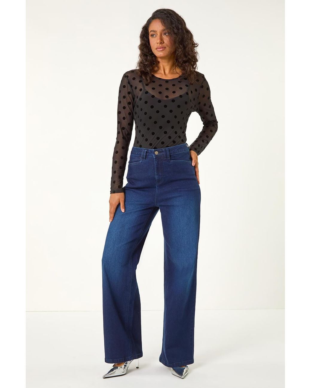 D.u.s.k Black Spot Detail Mesh Top