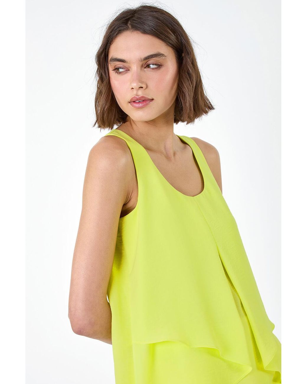 Roman Green Asymmetric Sleeveless Vest Top