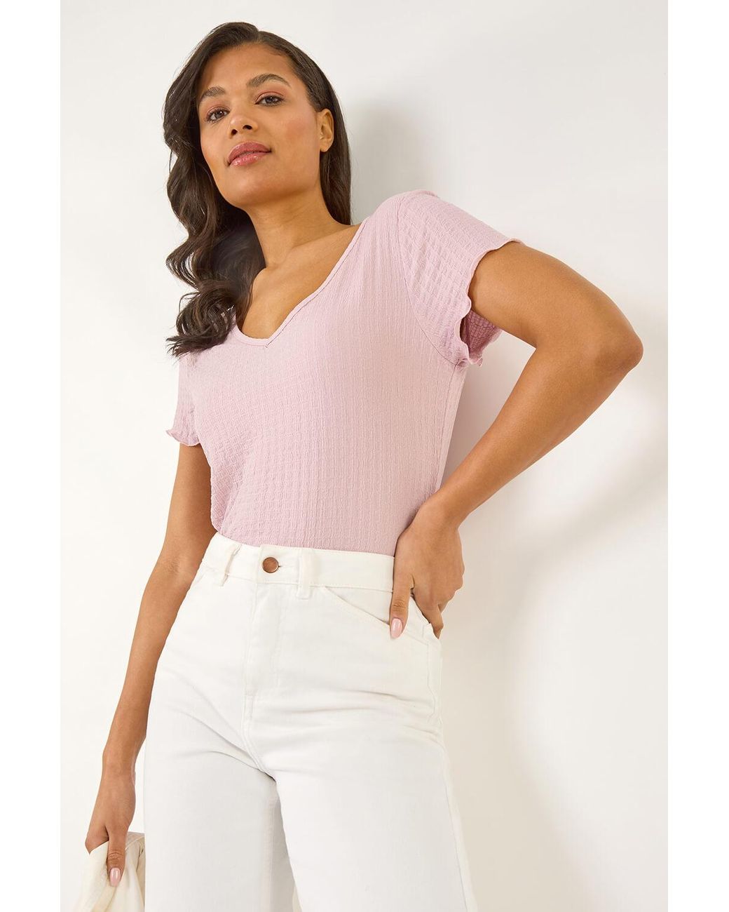 Roman Pink Textured Lettuce Edge Top
