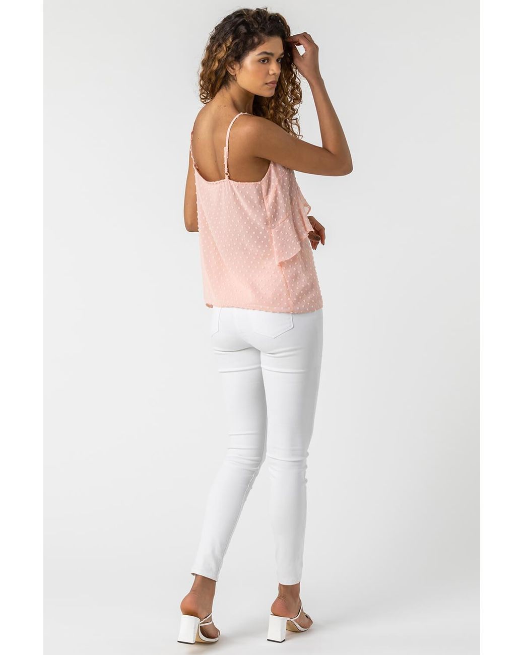 D.u.s.k Pink Textured Spot Frill Detail Cami Top